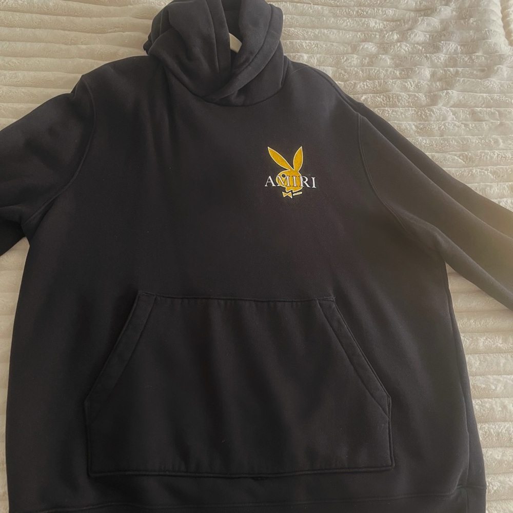 AMIRI Black Hoodie with Yellow Graphic